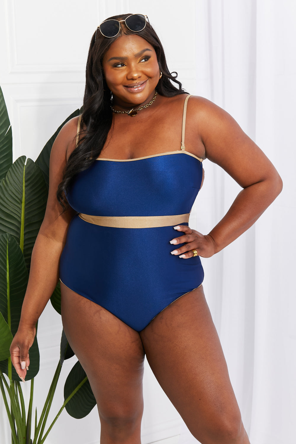 Marina West Swim Wave Break Contrast Trim One-Piece - LACEDUPED