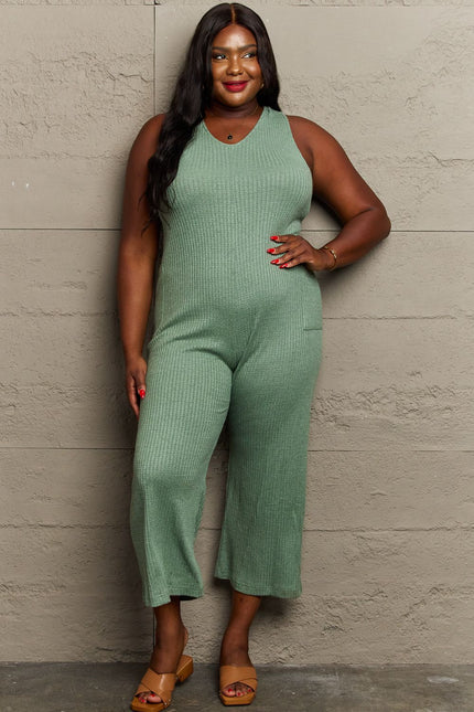 HEYSON Don't Get It Twisted Full Size Rib Knit Jumpsuit - LACEDUPED