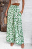 Smocked Printed Wide Leg Pants with Pockets - LACEDUPED