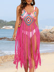 Fringe Spaghetti Strap Cover-Up - LACEDUPED