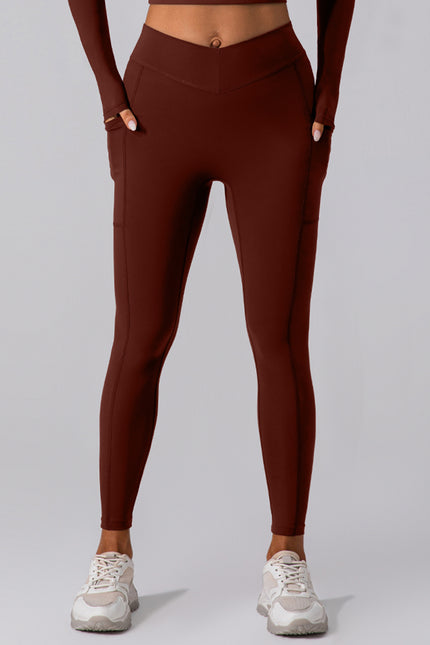 High Waist Active Leggings with Pockets - LACEDUPED