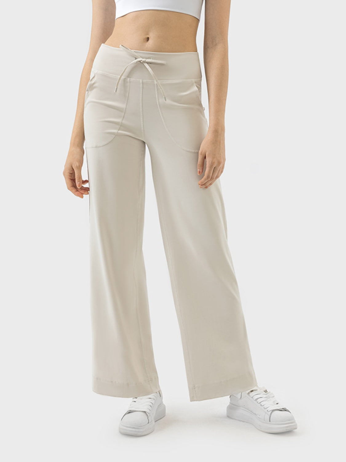 Drawstring Active Pants with Pockets - LACEDUPED