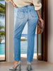 Distressed Buttoned Jeans with Pockets - LACEDUPED