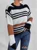 Contrast Striped Round Neck Long Sleeve Sweater - LACEDUPED