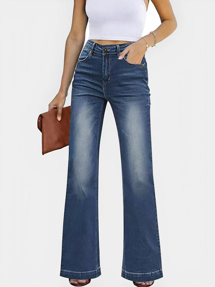 High Waist Bootcut Jeans with Pockets - LACEDUPED