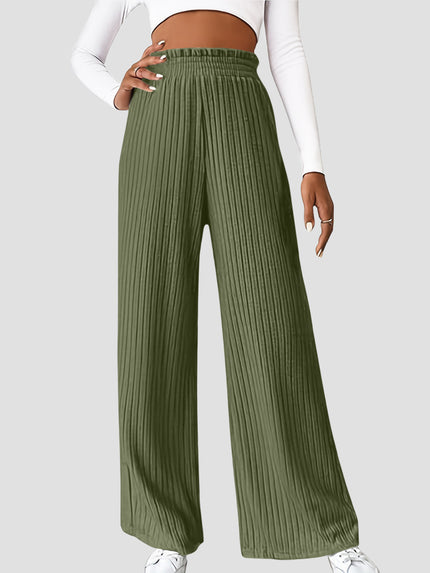 Ribbed High Waist Pants - LACEDUPED