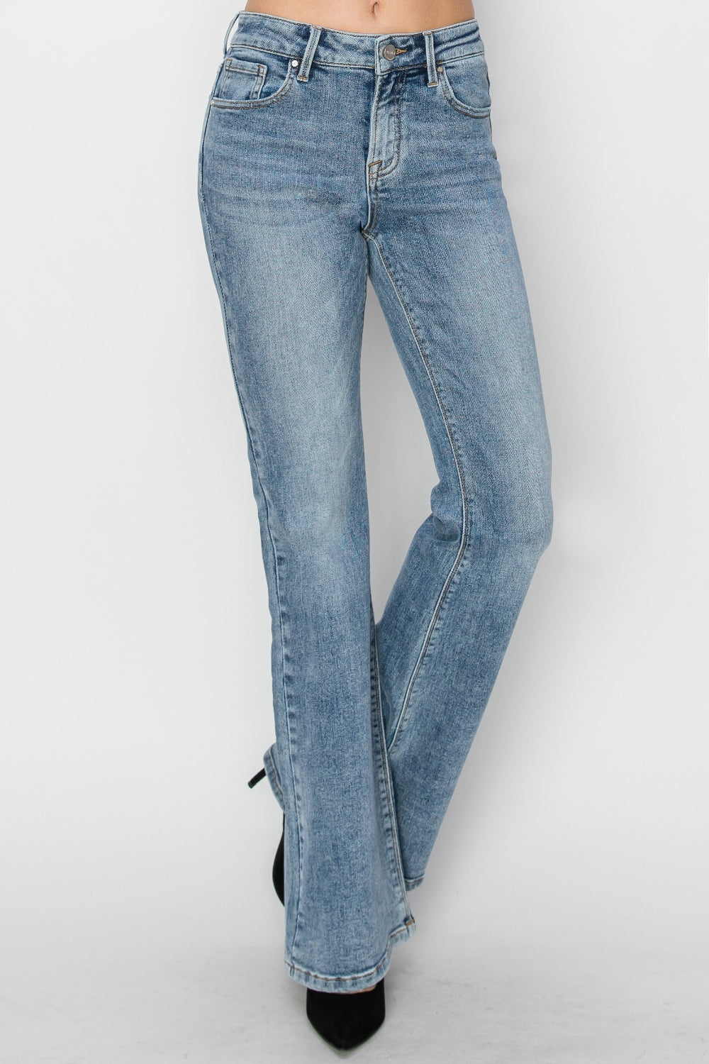 RISEN Full Size Mid Rise Bootcut Jeans - LACEDUPED