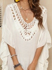 Cutout Ruffled Half Sleeve Cover-Up - LACEDUPED