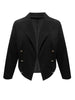 Plus Size Buttoned Lapel Collar Long Sleeve Blazer