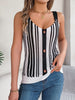 Openwork Striped V-Neck Tank - LACEDUPED