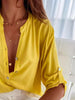 Half Button Notched Half Sleeve Blouse - LACEDUPED