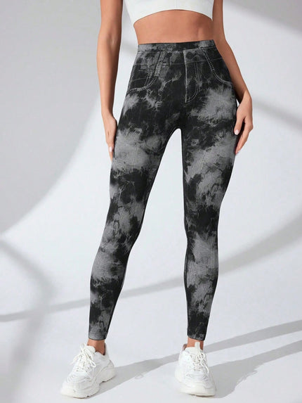 Tie-Dye High Waist Active Leggings - LACEDUPED