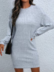 Round Neck Long Sleeve Mini Dress