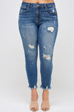 PLUS SIZE HIGH RISE DISTRESSED ANKLE SKINNY