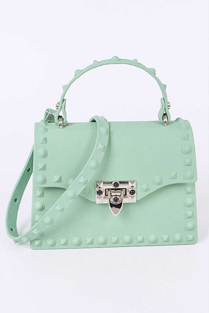 Tonal Studded Top Handle Swing Bag