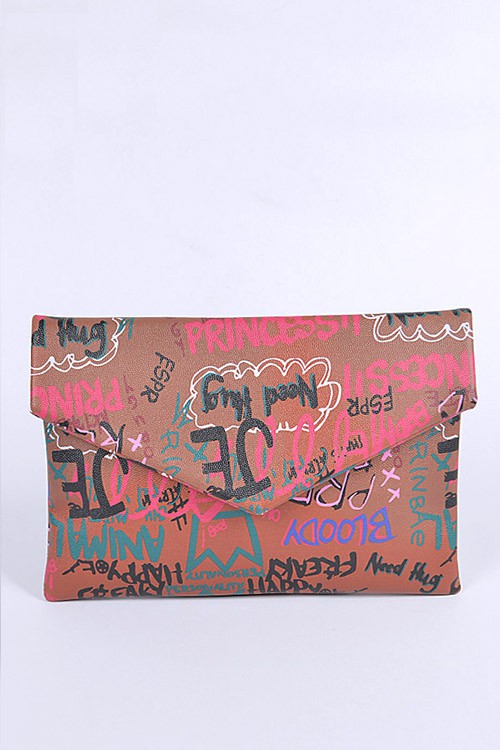 Graffiti Mix Color Iconic Envelope Clutch Bag