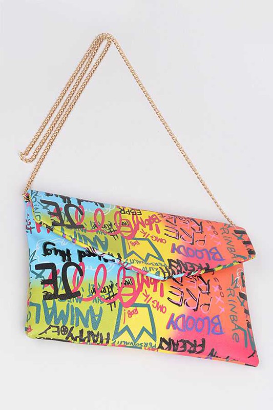 Graffiti Mix Color Iconic Envelope Clutch Bag