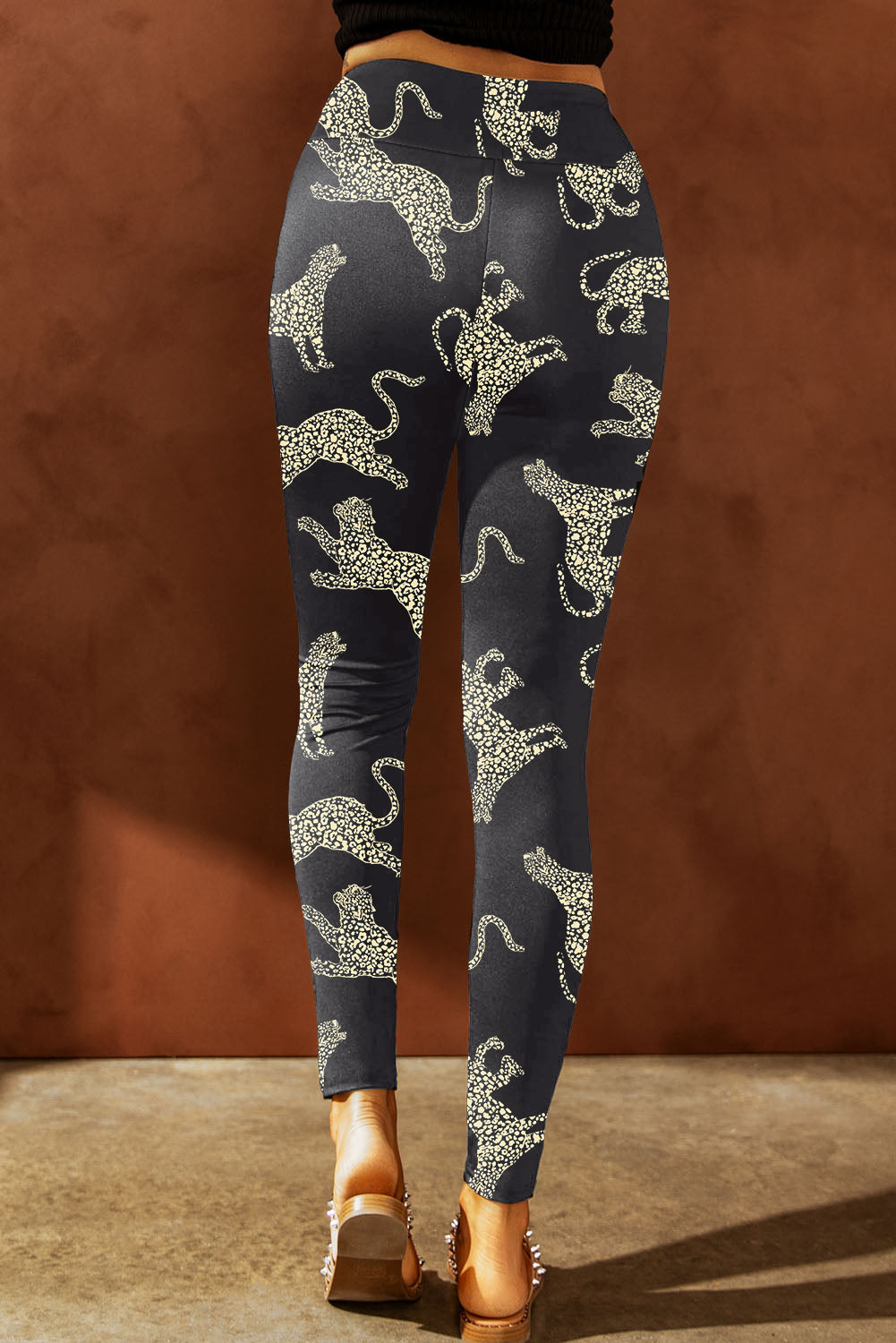 Animal Printed Distressed High Waist Leggings - LACEDUPED