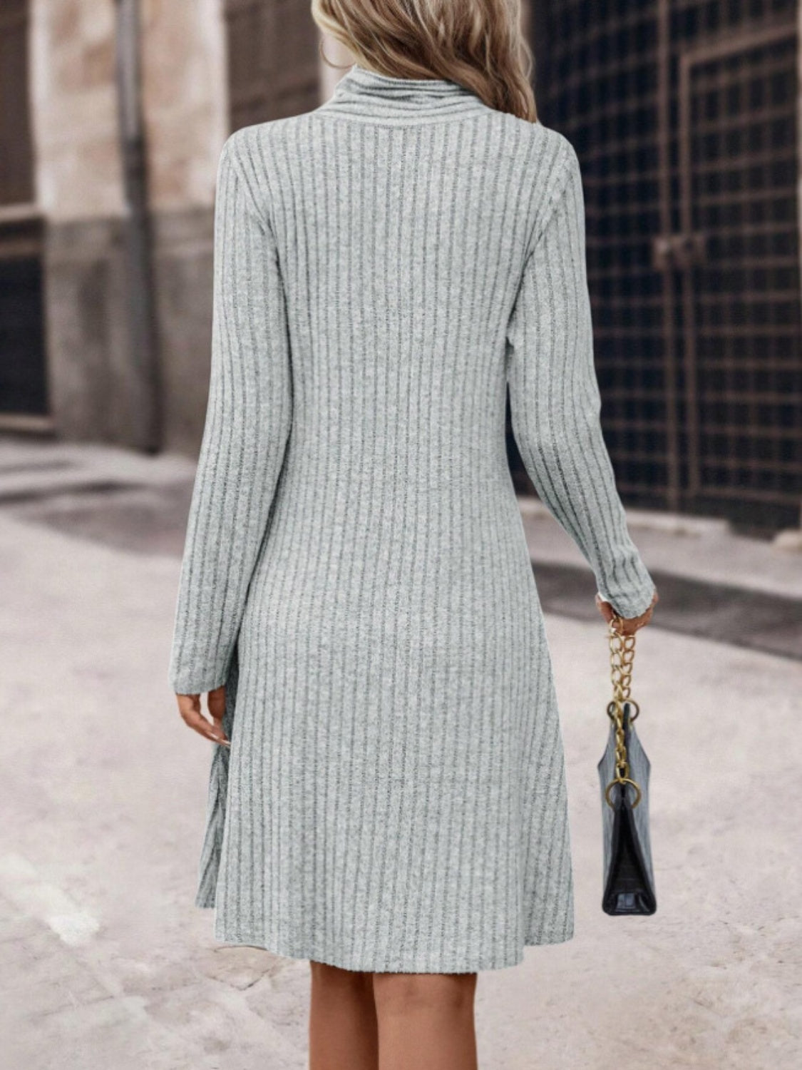 Ribbed Long Sleeve Sweater Dress