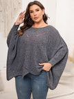 Plus Size Round Neck Batwing Sleeve Sweater