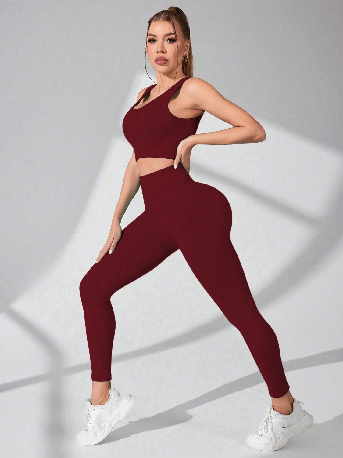 Scoop Neck Wide Strap Top and Pants Active Set - LACEDUPED