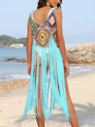 Fringe Spaghetti Strap Cover-Up - LACEDUPED