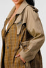 ATHINA PLAID AND KHAKI CONTRAST TRENCH COAT