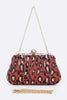 Leopard Print Sequins Convertible Box Clutch