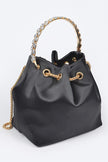 Satin Top Handle Bucket Clutch Bag