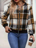 Plus Size Plaid Baseball Collar Zip Up Jacket