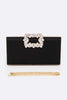 Crystal Buckle Metallic Box Clutch