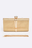 Bejeweled Textured Metallic Box Clutch