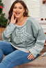 Plus Size Star Round Neck Long Sleeve Top