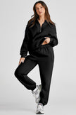 Quarter Zip Long Sleeve Top and Pants Set - LACEDUPED