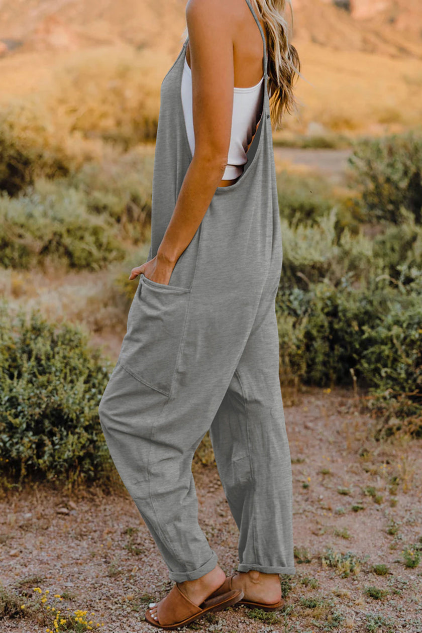 Double Take Full Size V-Neck Sleeveless Jumpsuit with Pockets - LACEDUPED