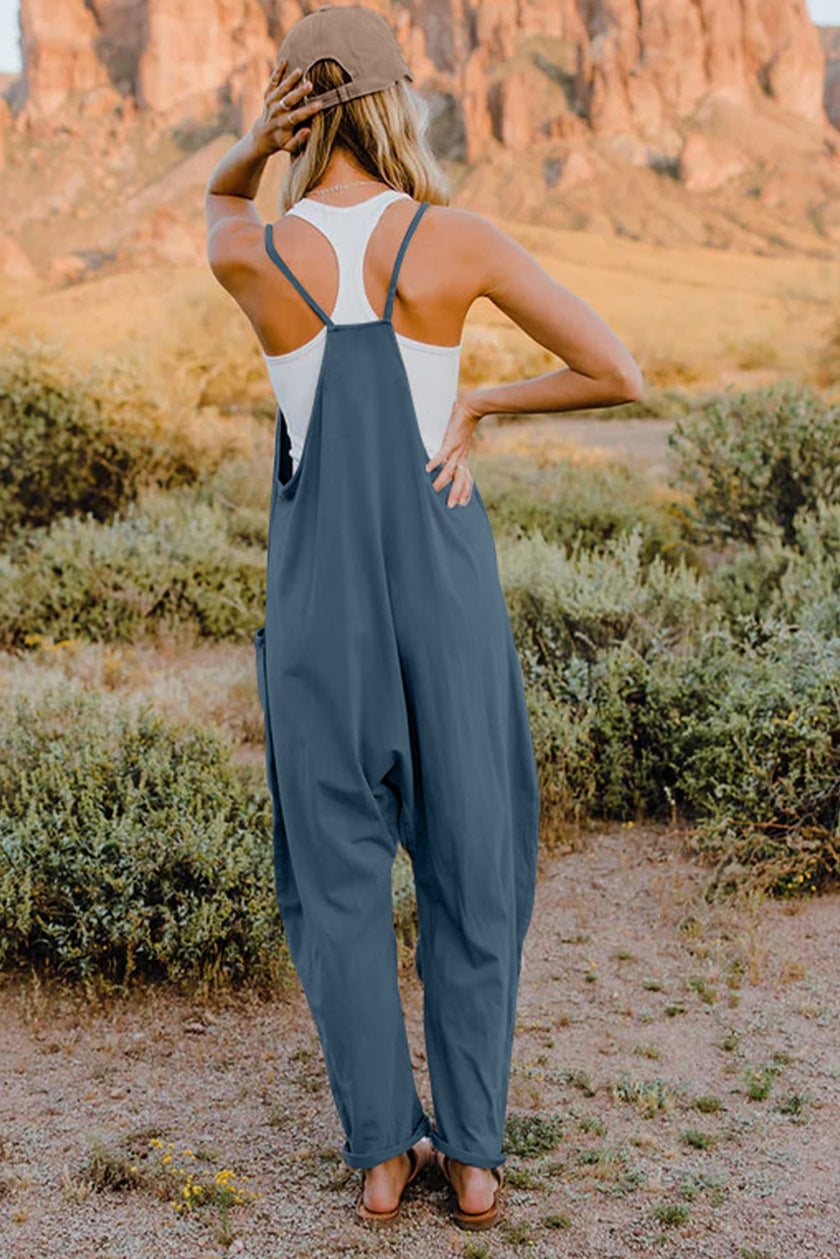 Double Take Full Size V-Neck Sleeveless Jumpsuit with Pockets - LACEDUPED