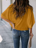 Full Size Cowl Neck Three-Quarter Sleeve Blouse - LACEDUPED