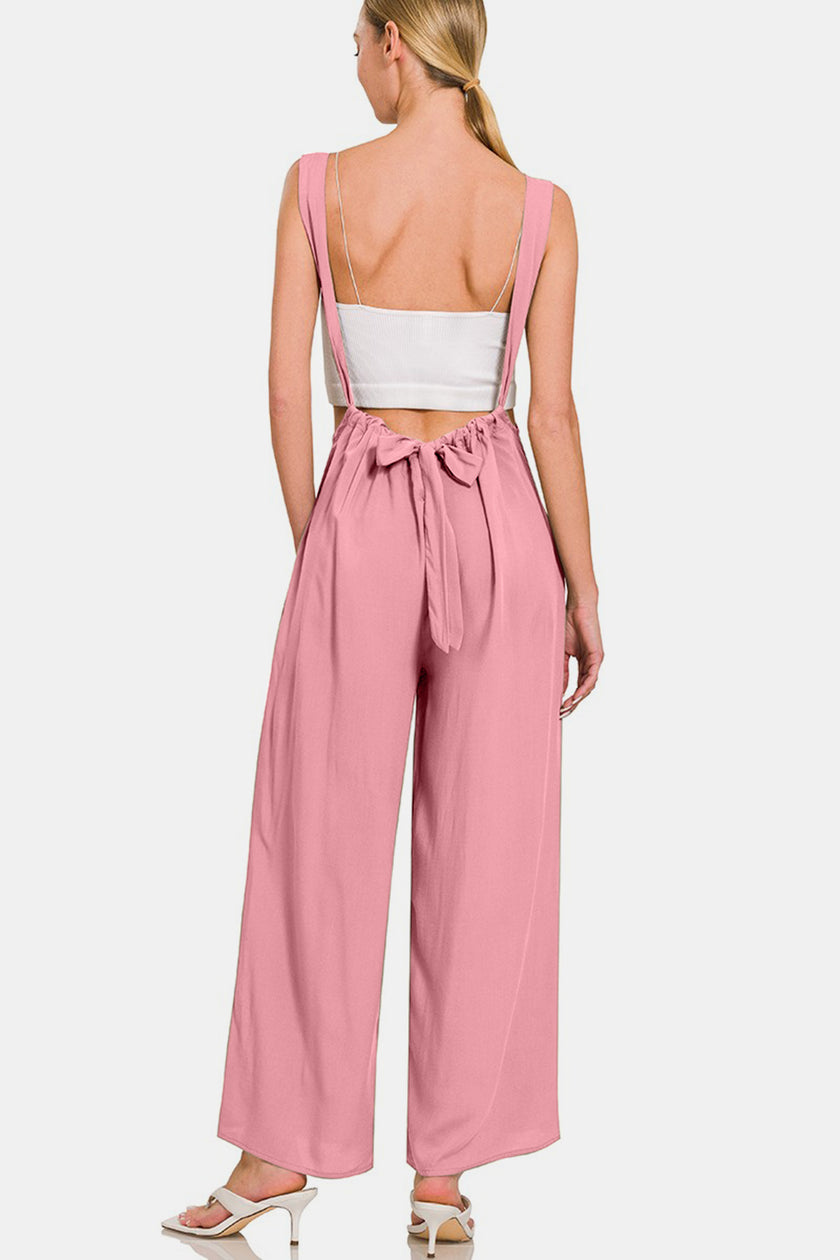 Zenana Pocketed Wide Strap Wide Leg Overalls - LACEDUPED