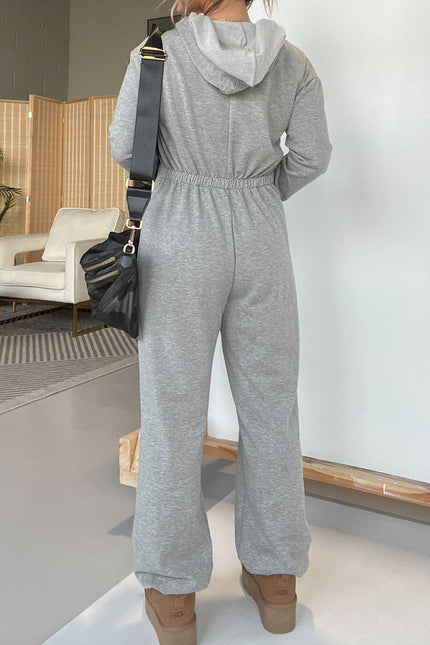 Full Size Drawstring Long Sleeve Jumpsuit - LACEDUPED