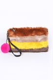 Faux Fur Convertible Wristlet Crossbody Swing Bag