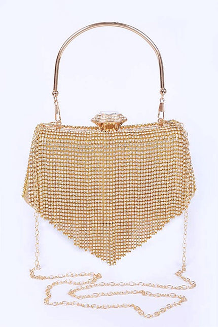 Fringe Rhinestone Box Clutch Bag