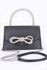 Rhinestone Bow Accent Top Handle Swing Clutch Bag