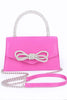 Rhinestone Bow Accent Top Handle Swing Clutch Bag