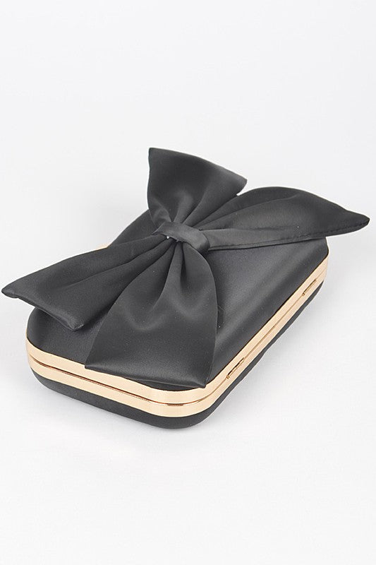 Satin Bowtie Box Clutch