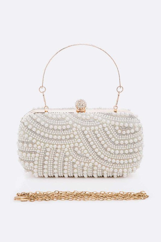 Pearl Embellshment Bridal Box Clutch