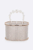 Pearl Handle Iconic Rhinestone Box Clutch