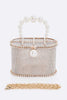 Pearl Handle Iconic Rhinestone Box Clutch