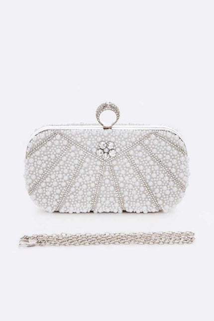 Pearl Studded Statement Bridal Box Clutch