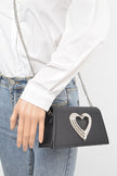 Crystal Heart Satin Top Handle Convertible Clutch