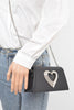 Crystal Heart Satin Top Handle Convertible Clutch